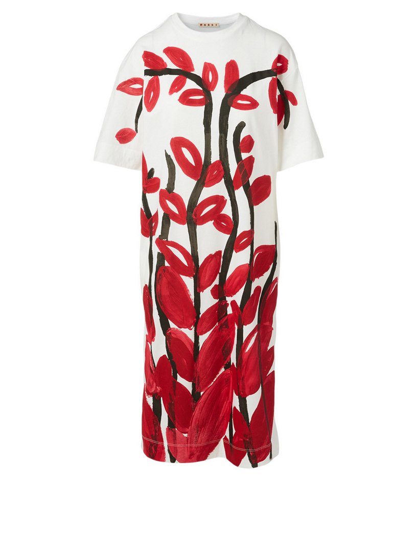 MARNI Cotton T-Shirt Dress In Floral Print | Holt Renfrew Canada