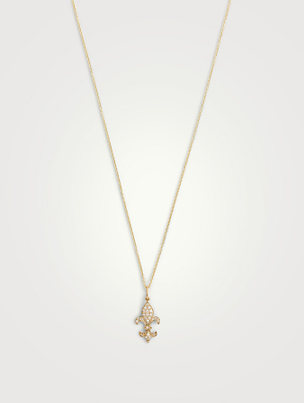 SYDNEY EVAN Collier à pendentif en fleur de lis en or 14 ct avec diamants Femmes Métallique