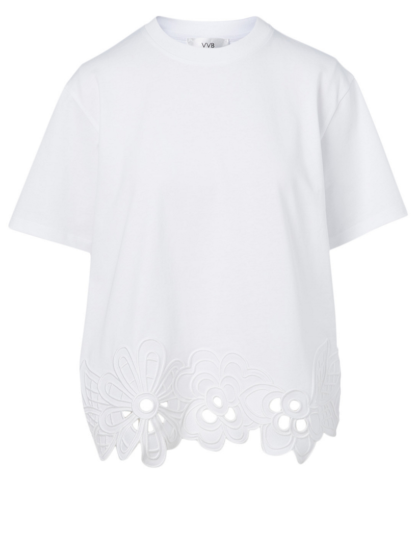 VICTORIA VICTORIA BECKHAM Tee-shirt en coton à broderie Femmes Blanc