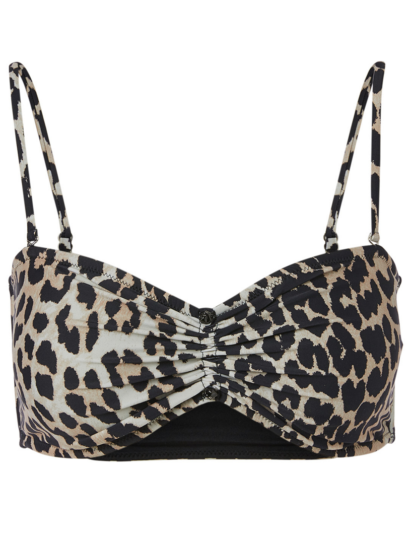 leopard bandeau bikini top