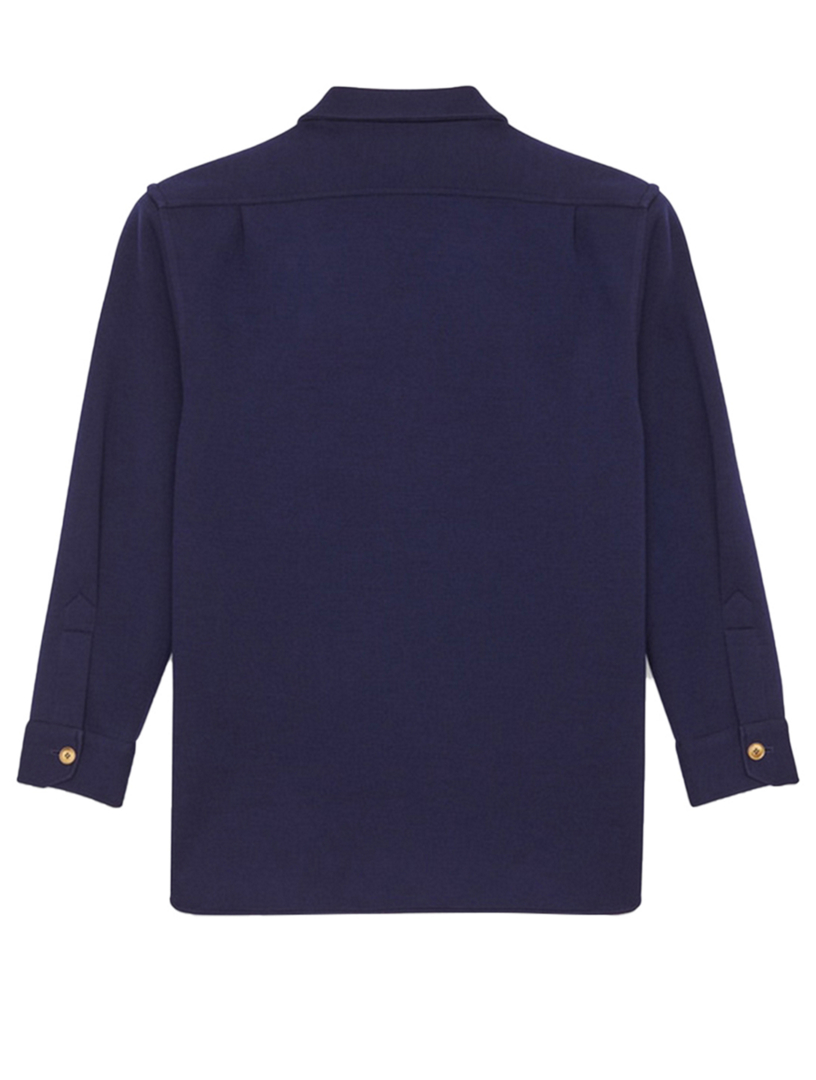 embroidered monogram overshirt in wool jersey