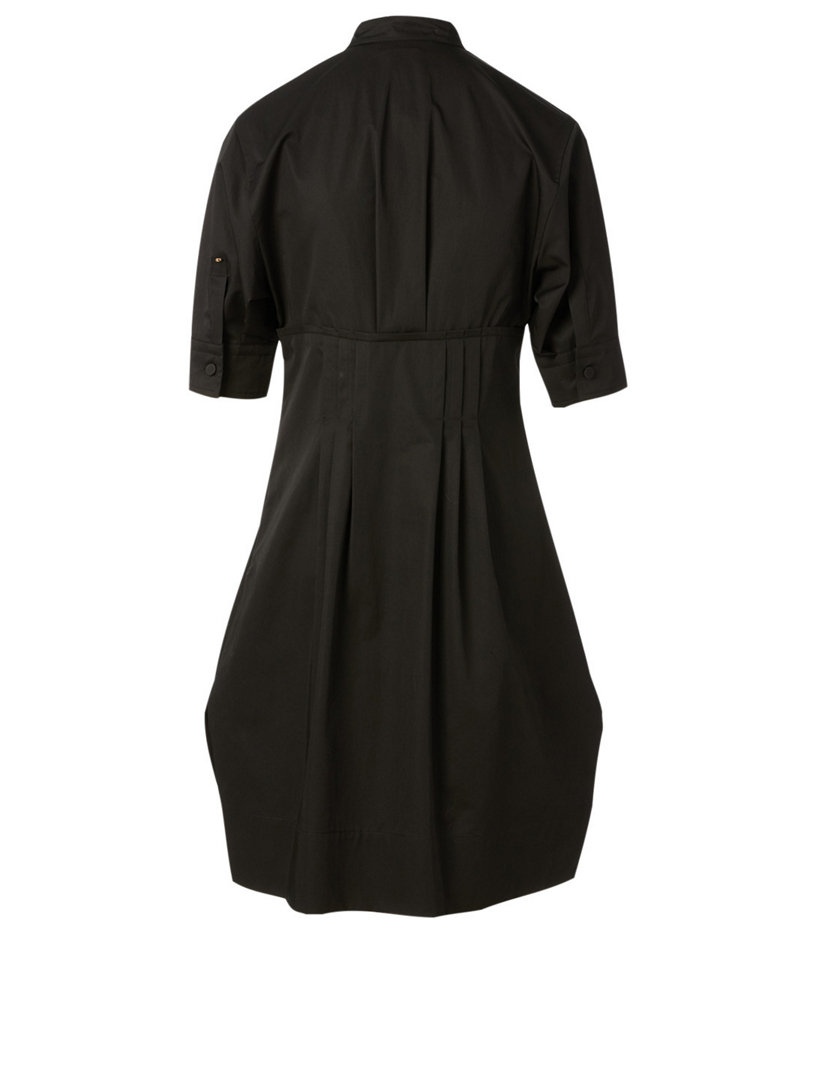 SPORTMAX Robe chemisier en coton à plis à l'avant Femmes Noir