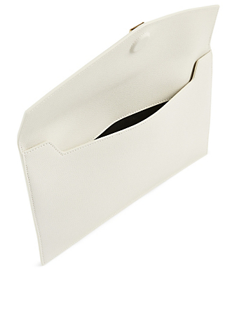 SAINT LAURENT Medium Uptown YSL Monogram Leather Envelope Clutch Bag ...