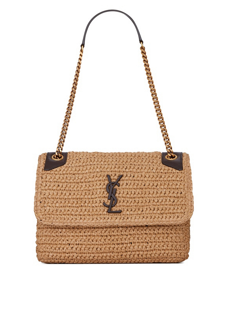 SAINT LAURENT Medium Niki Raffia And Leather Bag | Holt Renfrew Canada