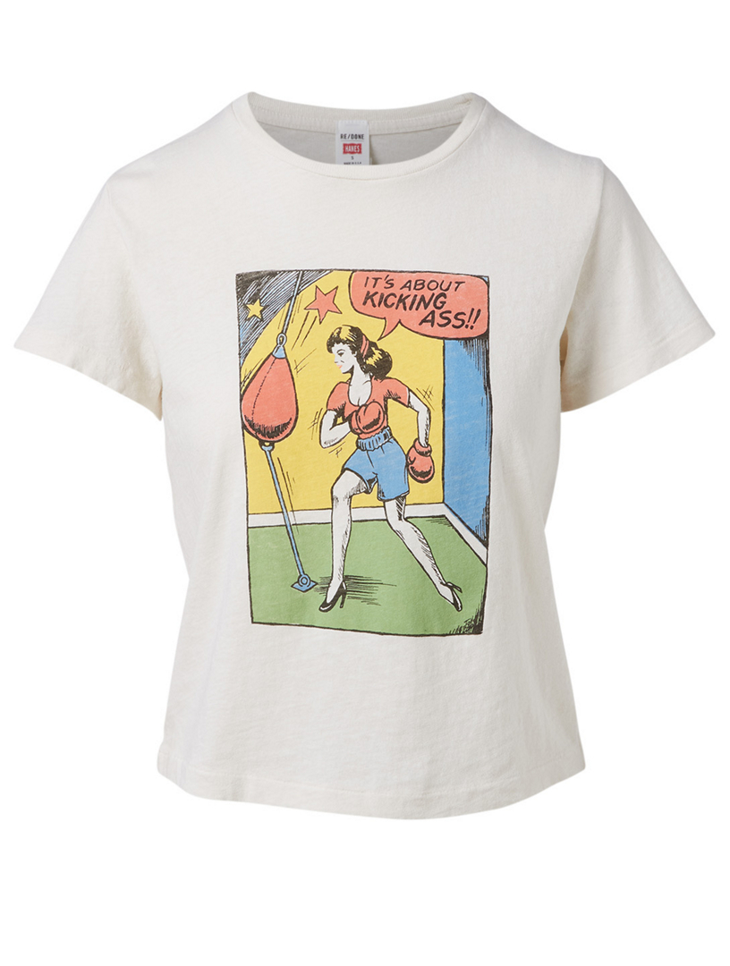 RE/DONE Tee-shirt en coton Kicking Femmes Blanc