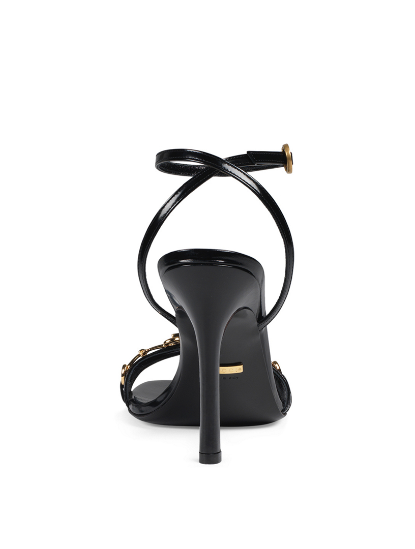 women's leather sandal with horsebit chain