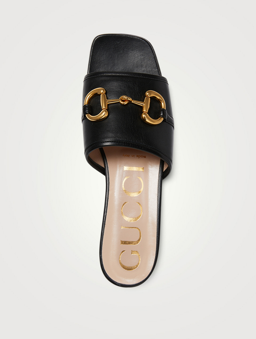 GUCCI Leather Slide Sandals With 