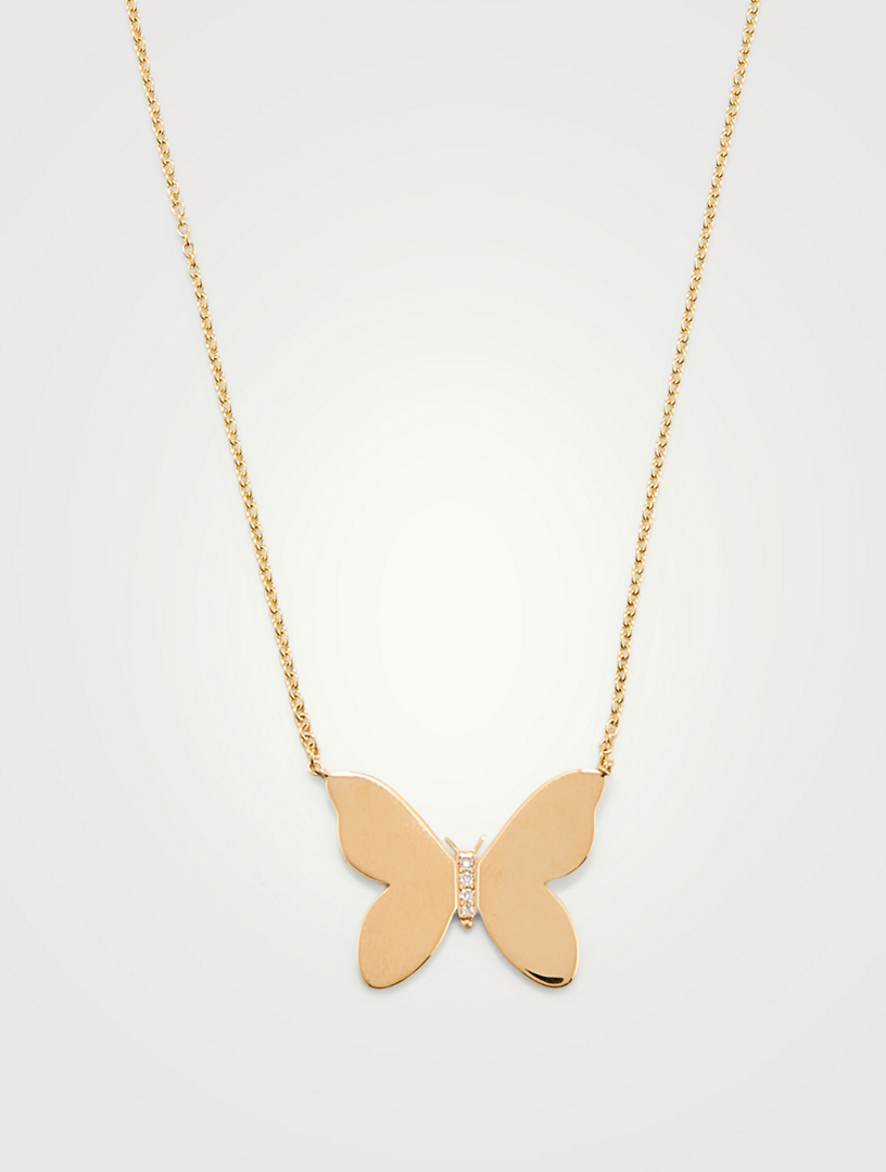 SYDNEY EVAN 14K Gold Butterfly Necklace With Diamonds | Holt Renfrew Canada