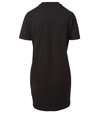 KENZO Robe tee-shirt en coton Waves Femmes Noir