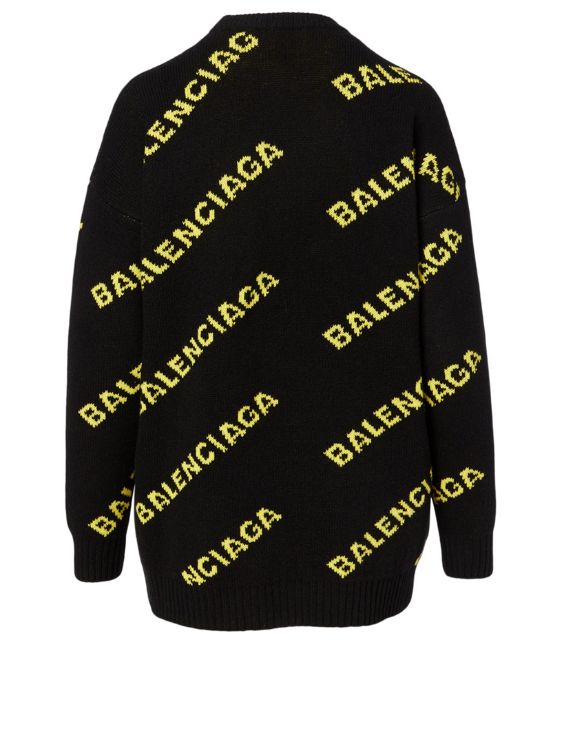 BALENCIAGA Wool Sweater In Diagonal Logo Print | Holt Renfrew Canada