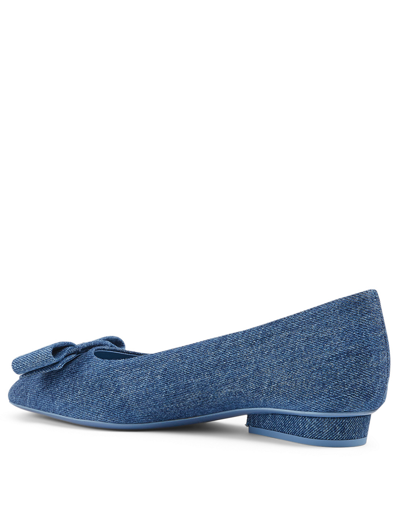 ferragamo denim flats