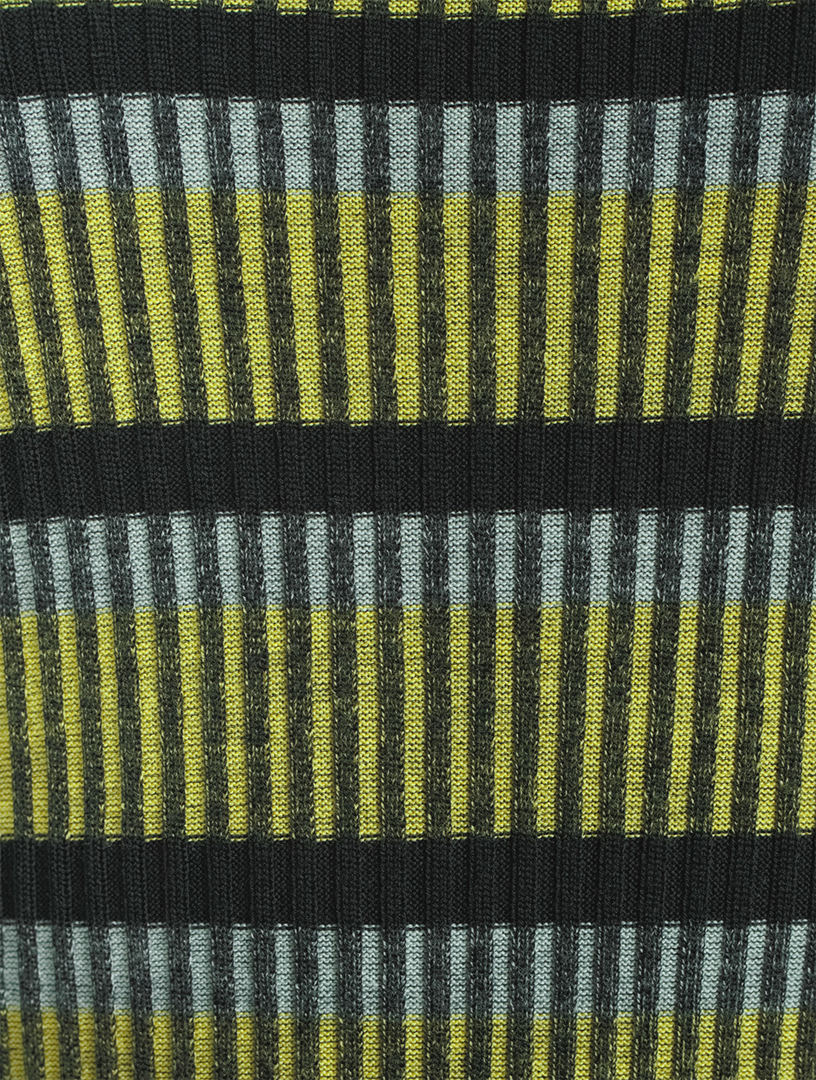 AKRIS PUNTO Wool Short-Sleeve Rib Knit Top In Stripe Women's Yellow