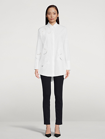 AKRIS PUNTO Magnolia Appliqué Tunic Shirt Women's White