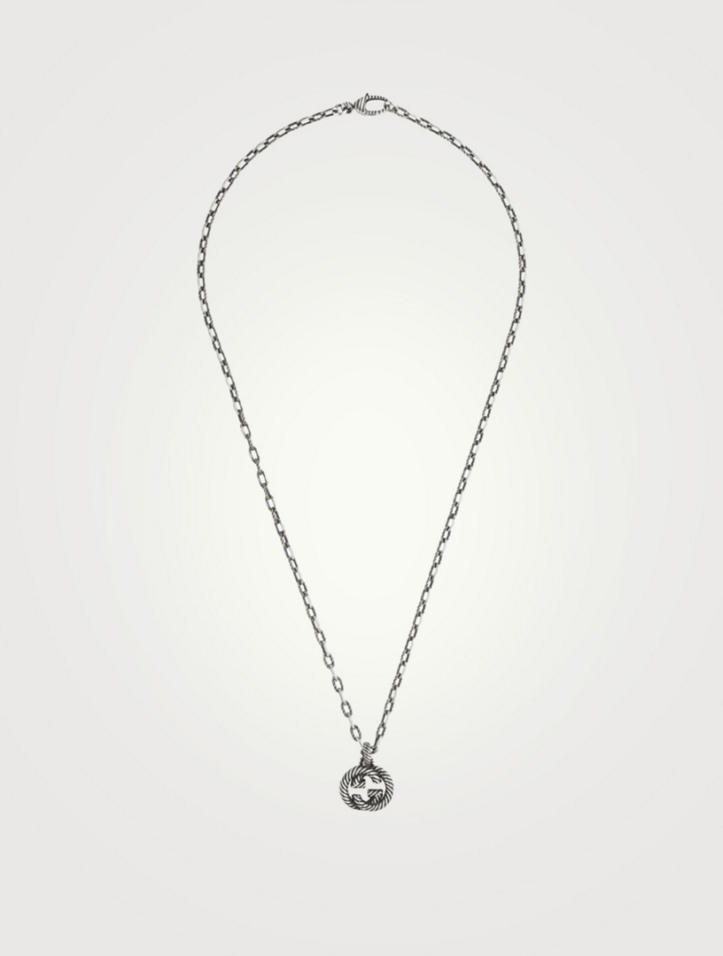 GUCCI Silver Necklace With Interlocking 