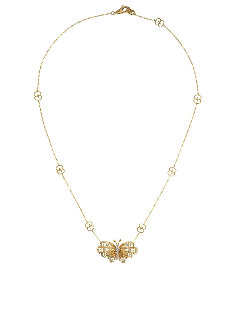 GUCCI 18K Gold Butterfly Necklace 