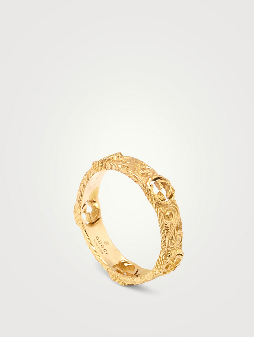 gucci yellow gold ring with interlocking g