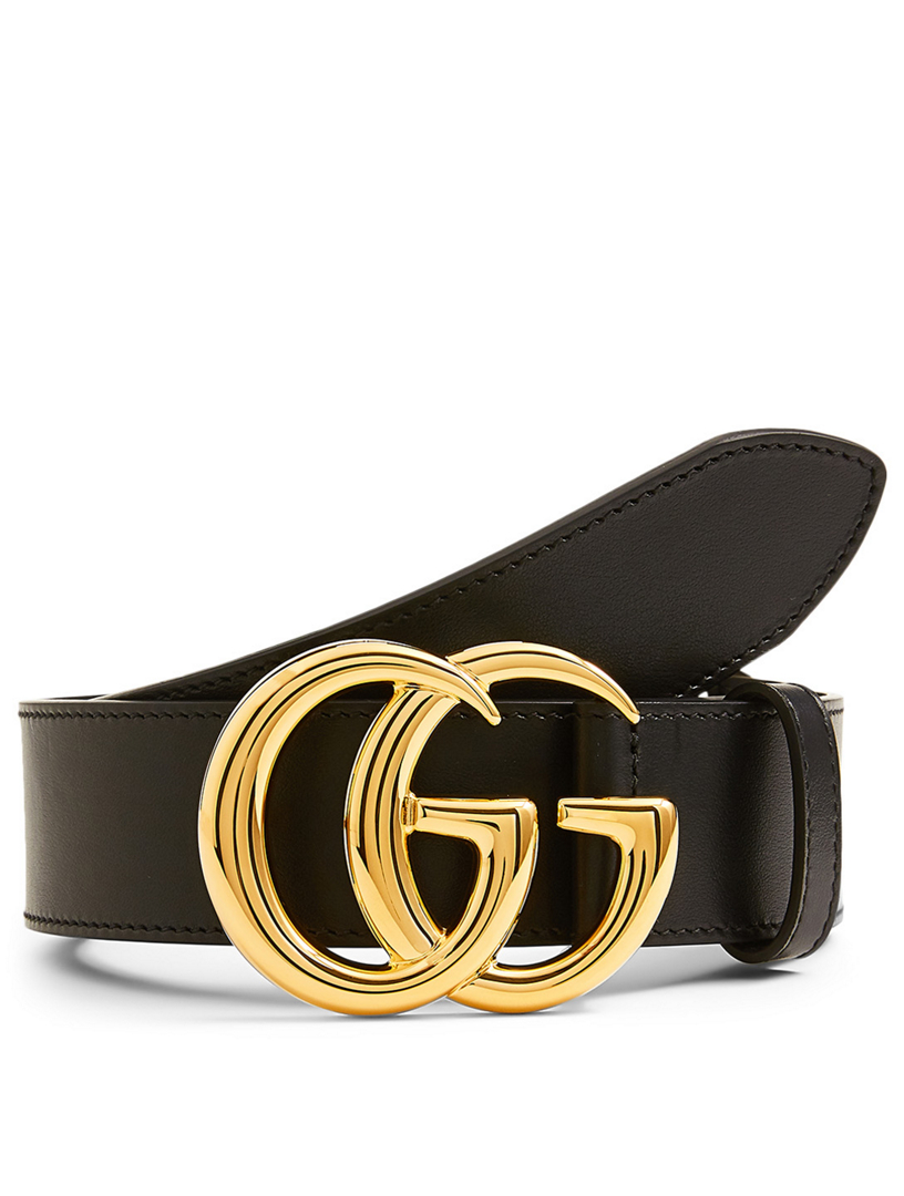 GUCCI Leather Belt With Double G Buckle 