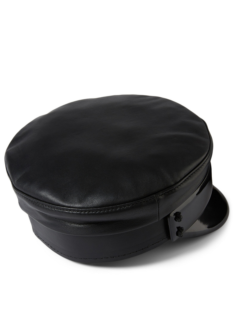 leather baker boy cap