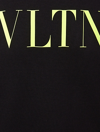 VALENTINO Pull à capuche en coton mélangé à logo VLTN Hommes Noir
