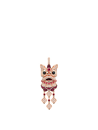 QEELIN Grand pendentif Xi Xi en or rose 18 ct avec diamants, rubis et onyx Femmes Rose