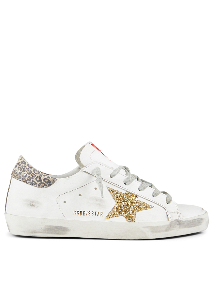 superstar sneakers with leopard print star
