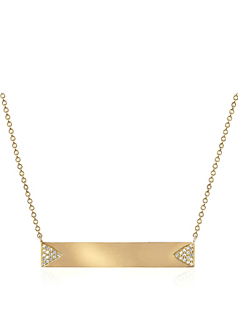 EF COLLECTION 14K Gold Triangle Nameplate Necklace With Diamonds Women's Metallic