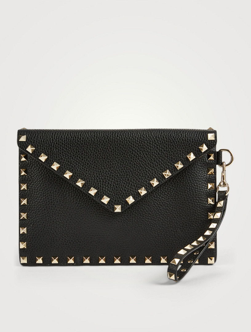 VALENTINO GARAVANI Medium Rockstud Leather Envelope Pouch Bag | Holt ...