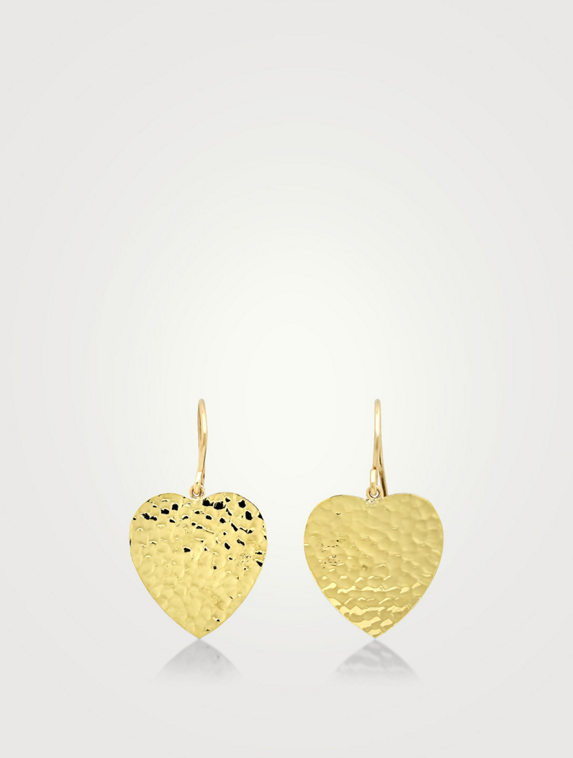 JENNIFER MEYER 18K Gold Hammered Heart Drop Earrings Women's Metallic