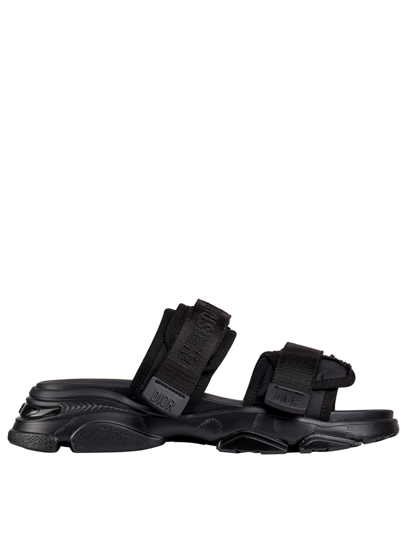 DIOR D-Wander Technical Fabric Slide Sandals In Camouflage Women's Black