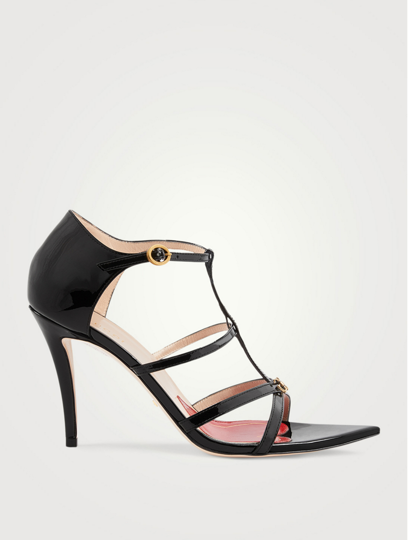 patent leather sandal heels