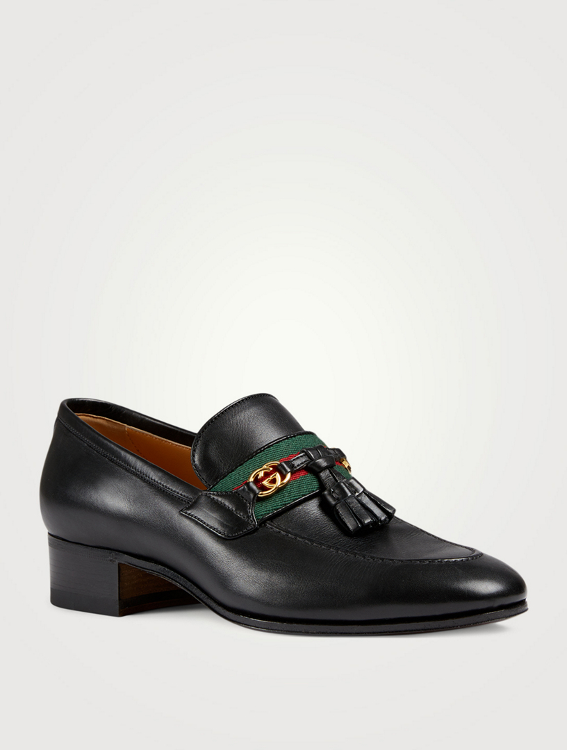 gucci women's black leather loafers