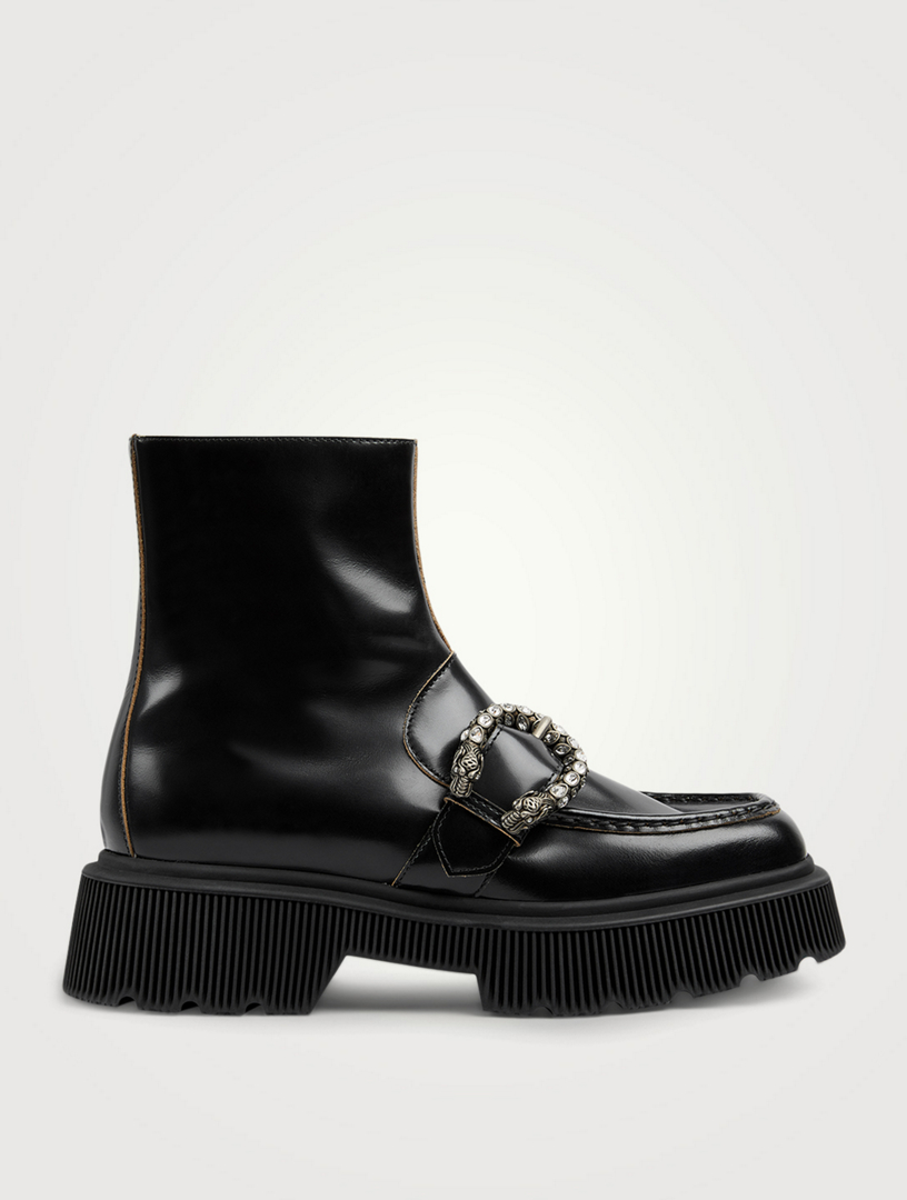 gucci women's black leather ankle boots