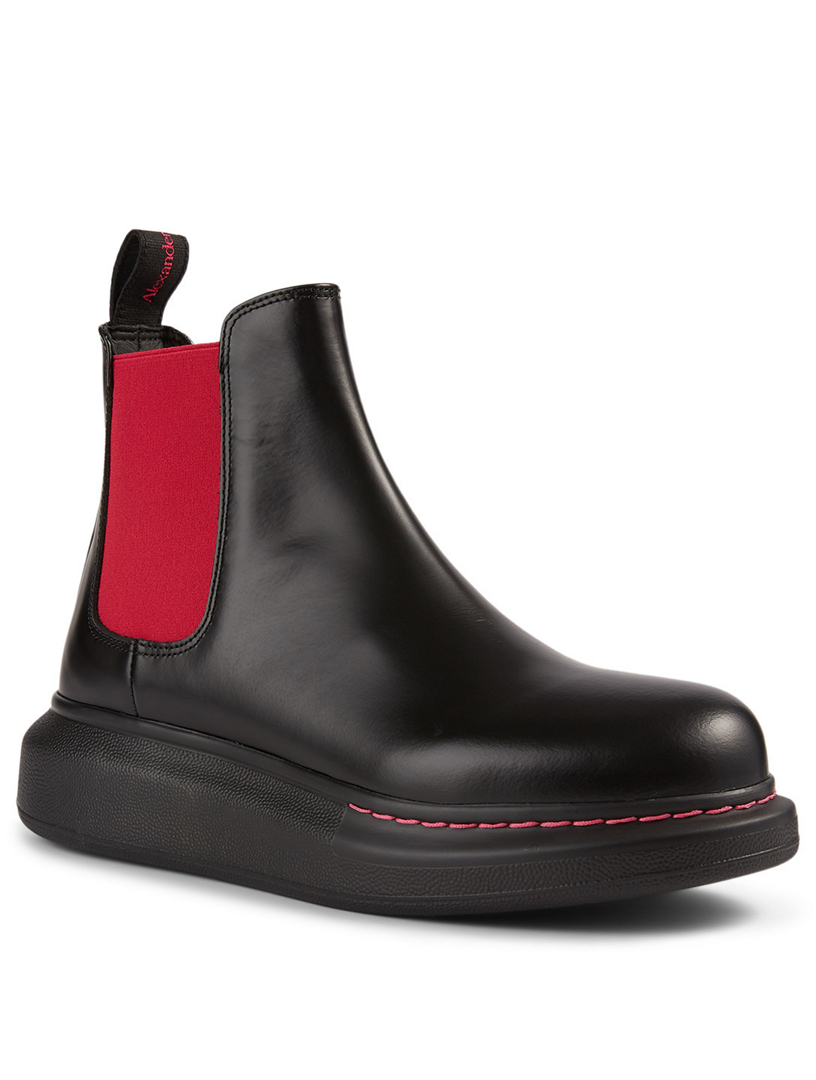 alexander mcqueen leather boots length