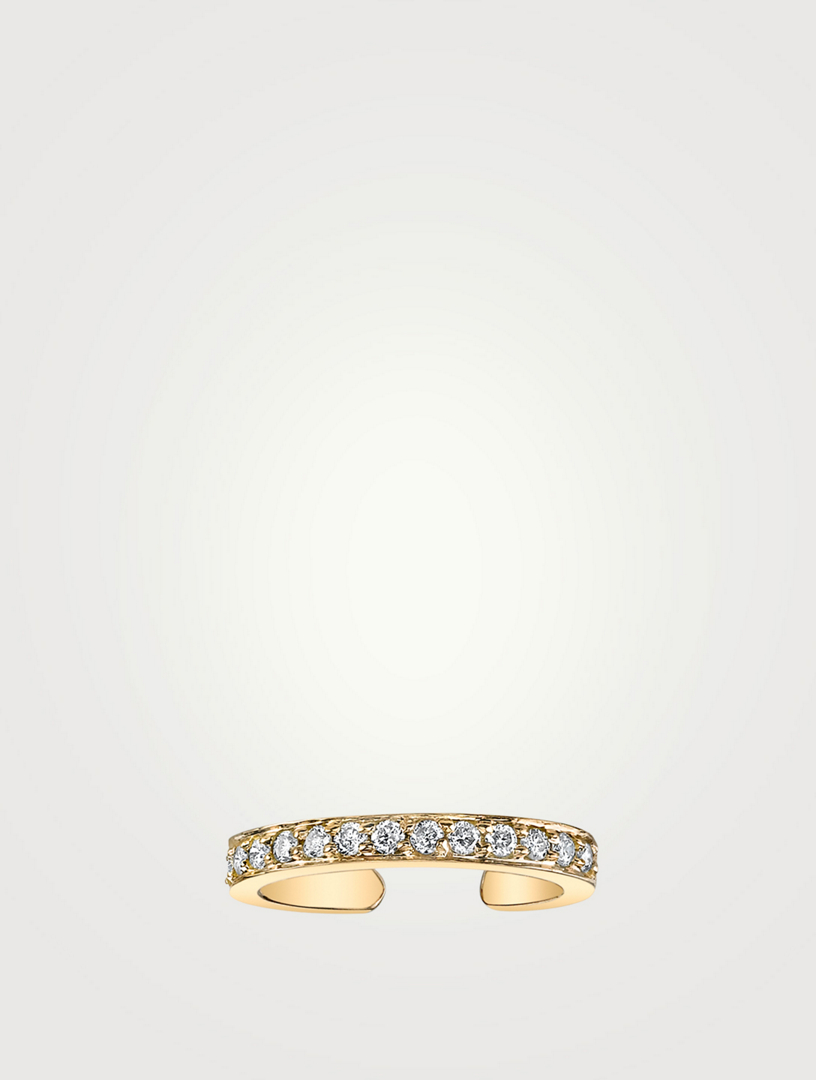 18K Gold Single Row Ear Cuff With Diamonds