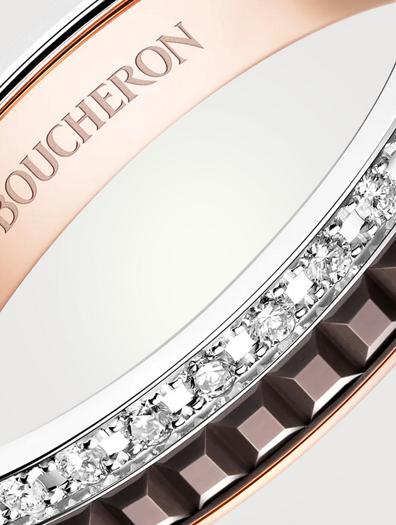 BOUCHERON Quatre Classique Gold Wedding Band With Brown PVD And ...