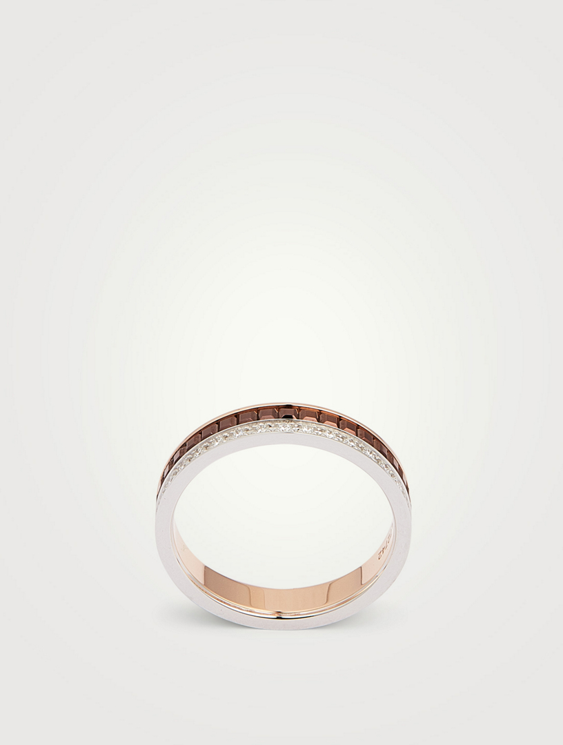 BOUCHERON Quatre Classique Gold Wedding Band With Brown PVD And ...