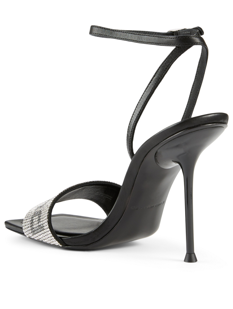 ALEXANDER WANG Julie Leather Crystal Logo Heeled Sandals Holt Renfrew
