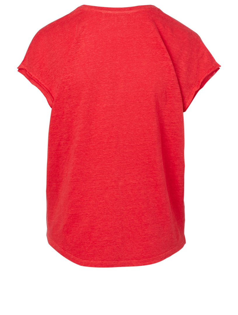 FRAME Easy Scoop Linen T-Shirt Women's Red