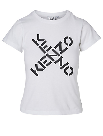 KENZO Tee-shirt en coton à logos croisés Femmes Blanc