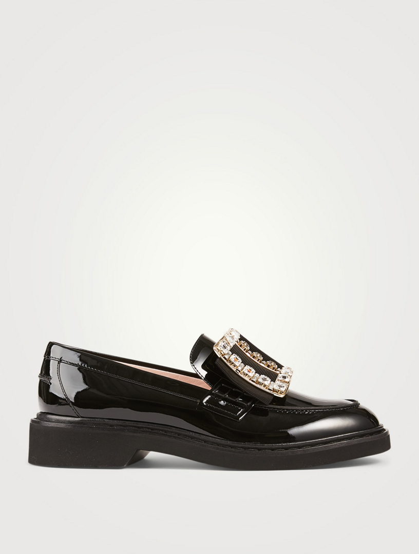 ROGER VIVIER Viv' Rangers Strass Patent Leather Loafers | Holt Renfrew