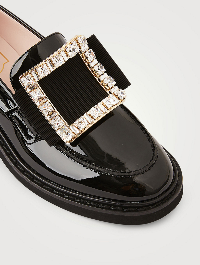 ROGER VIVIER Viv' Rangers Strass Patent Leather Loafers | Holt Renfrew