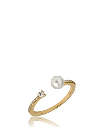 HUEB Spectrum 18K Gold Ring With Diamonds And Pearl Women's Metallic
