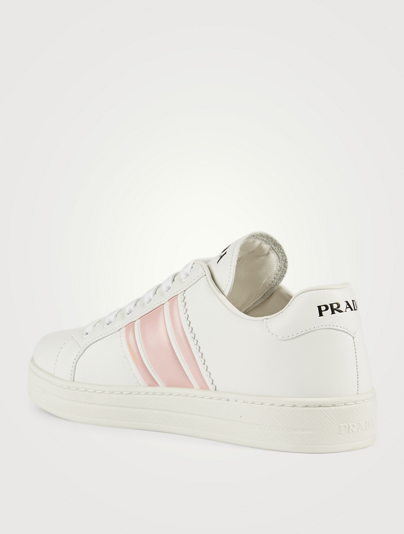 prada white and pink sneakers