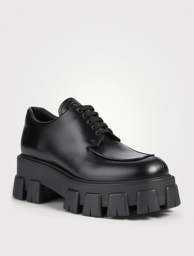 PRADA Monolith Leather Lace-Up Shoes 