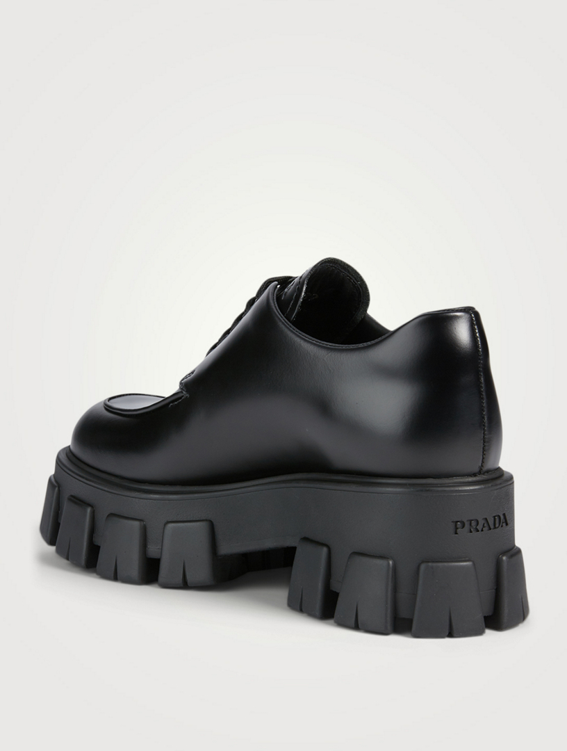 PRADA Monolith Leather Lace-Up Shoes 