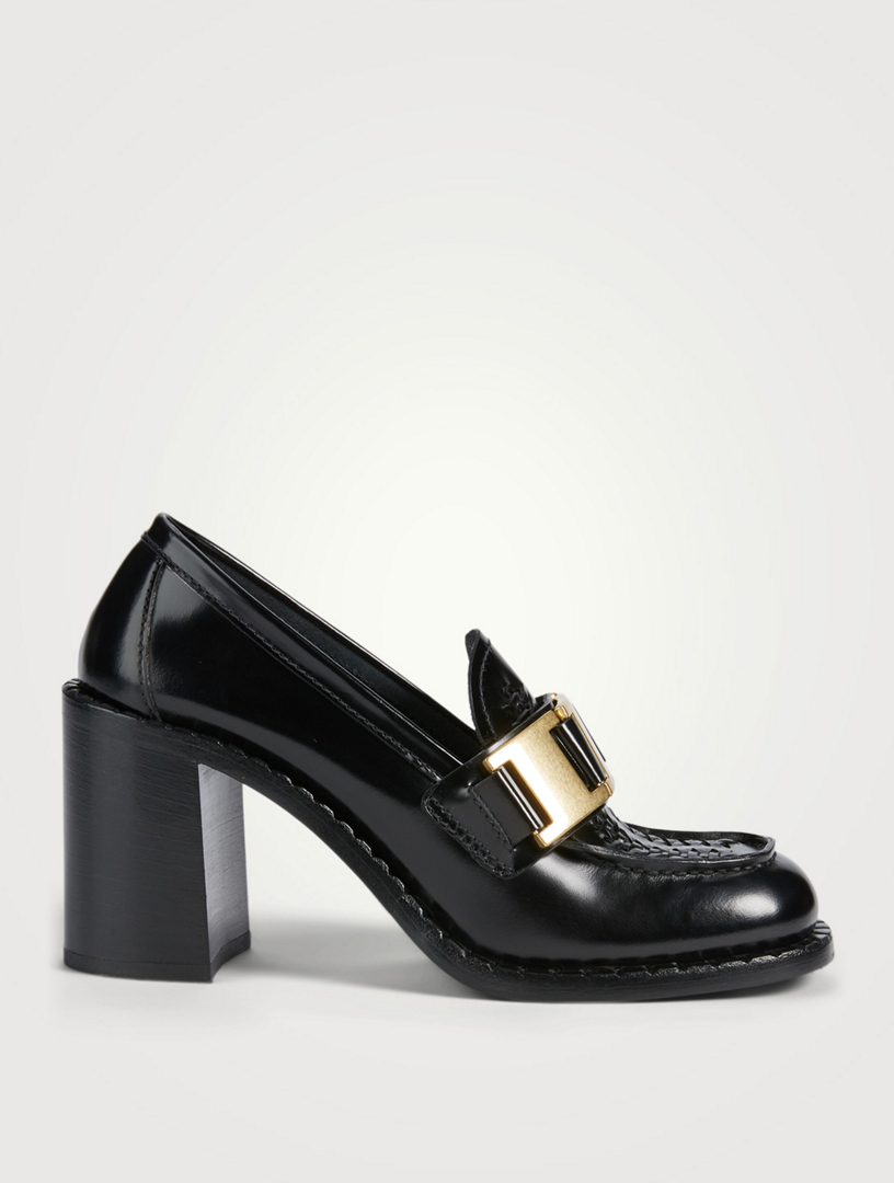 PRADA Woven Leather Heeled Loafers With 