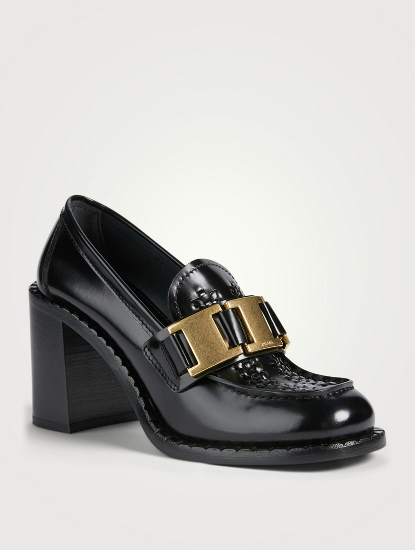 leather chain loafers by prada
