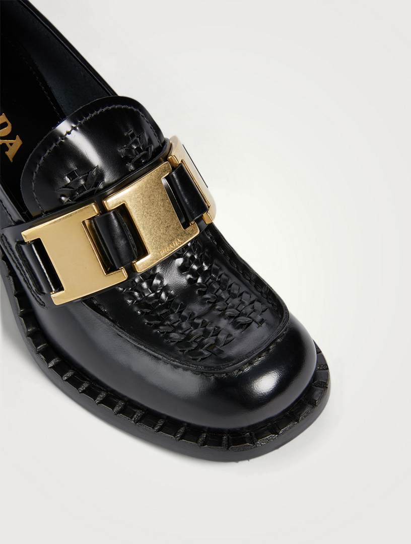 prada heeled loafers