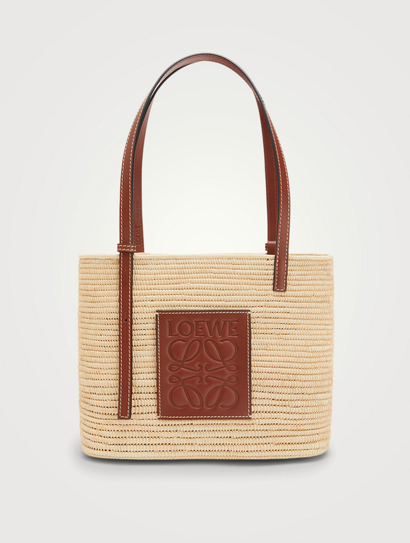 loewe small raffia basket bag