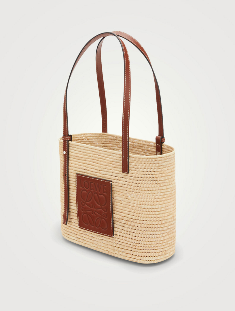 loewe small raffia basket bag